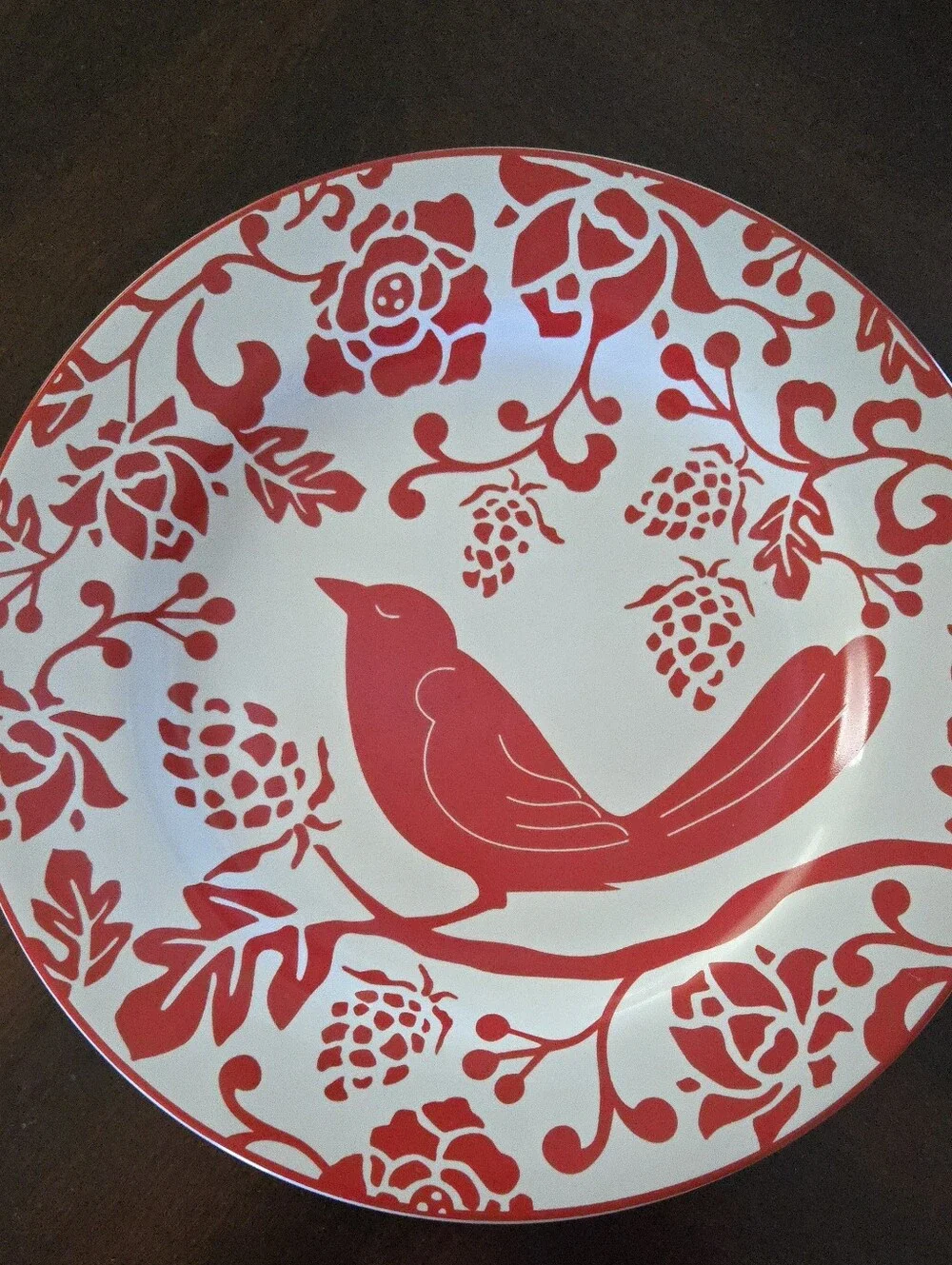 Vtg. Toneware By Pier 1 Decorstive Red Bitd Plate 8